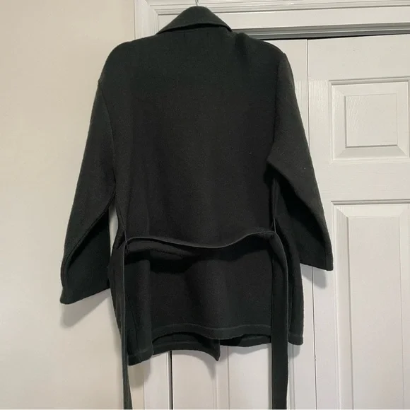 J.Jill Women's 100% Wool Army Green Tie Button Front Coat Size Medium - Picture 5 of 9